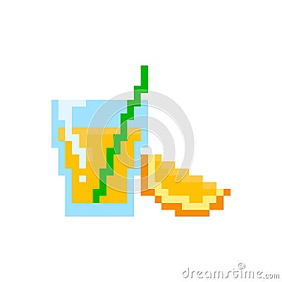 Pixel glass of orange juice Vector Illustration