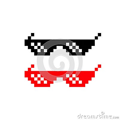 Pixel glasses icon. Lightning goggles. Vector on isolated white background. EPS 10 Vector Illustration