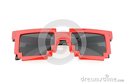 Pixel glasses isolated on white Stock Photo