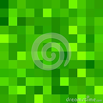 Pixel grass texture background, green retro square grass pattern Vector Illustration