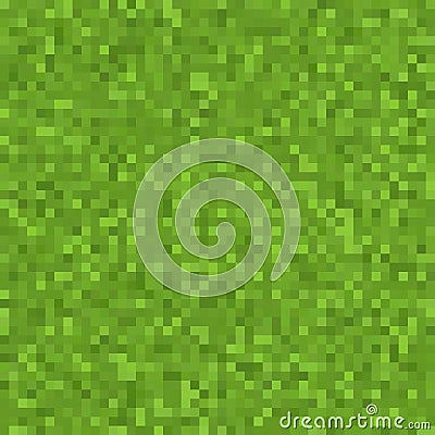 Pixel grass texture background, green retro square grass pattern Vector Illustration