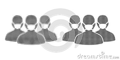 Pixel Halftone Mask People Group Icon Vector Illustration