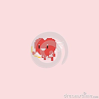 Pixel heart cupid character with arrow.Valentine.8bit. Stock Photo