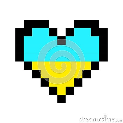 Pixel heart flag ukraine. Geometric element. National ukrainian flag. Yellow blue. Vector illustration. stock image. Vector Illustration