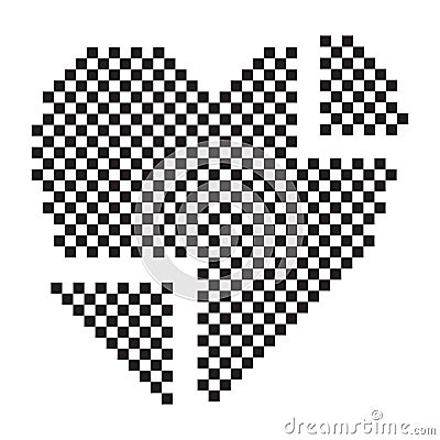 Pixel heart or pixelation heart`s flat vector icon for apps and website Vector Illustration