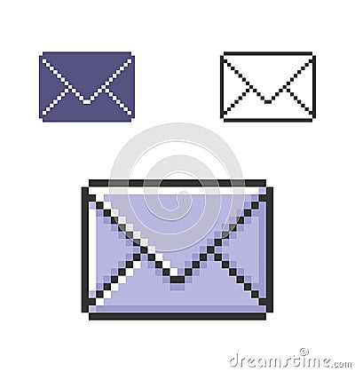 Pixel icon of closed envelope Vector Illustration