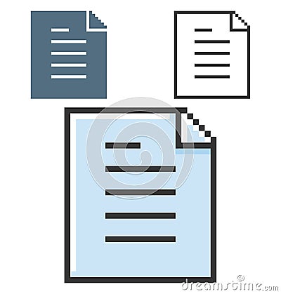 Pixel icon of document Vector Illustration