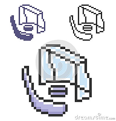 Pixel icon of hockey in three variants Vector Illustration