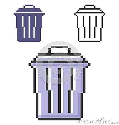 Pixel icon of refuse bin Vector Illustration