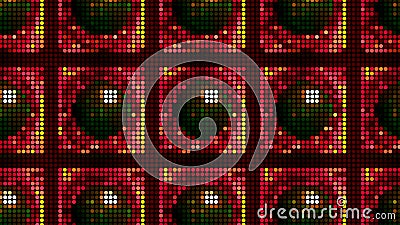 Pixel image of balls in squares. Motion. Beautiful retro animation of pixels with balls in cells. Three-dimensional Stock Photo
