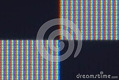 Pixel-level detail of real RGB LCD screen Stock Photo