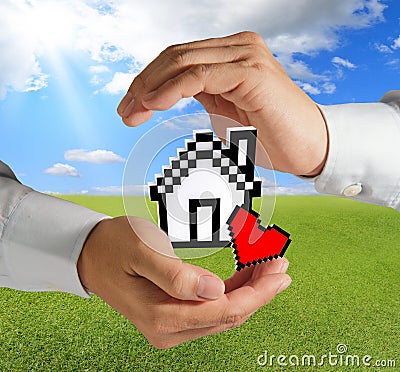 Pixel love house Stock Photo