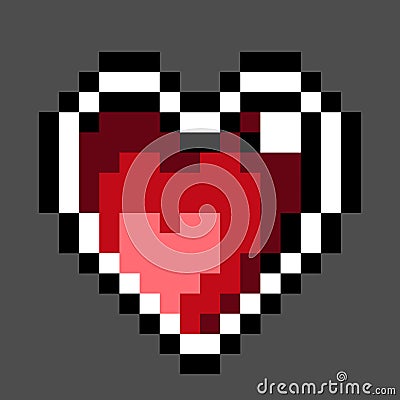 Pixel love. heart pattern for games 8 bit Vector Illustration