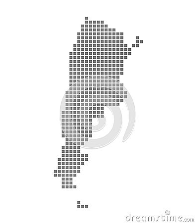 Pixel map of Argentina. Vector dotted map of Argentina isolated on white background. Abstract computer graphic of Argentina map. Vector Illustration