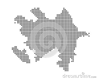 Pixel map of Azerbaijan. Vector dotted map of isolated on white background. Abstract computer graphic of Azerbaijan map. Vector Illustration