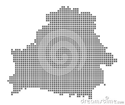 Pixel map of Belarus. Vector dotted map of Belarus isolated on white background. Abstract computer graphic of Belarus map. Vector Illustration
