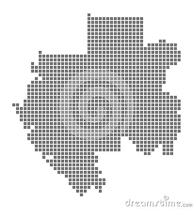 Pixel map of Gabon. Vector dotted map of Gabon isolated on white background. Abstract computer graphic of Gabon map. Vector Illustration