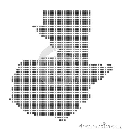 Pixel map of Guatemala. Vector dotted map of Guatemala isolated on white background. Abstract computer graphic of Guatemala map. Vector Illustration