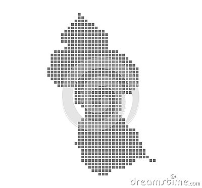 Pixel map of Guyana. Vector dotted map of Guyana isolated on white background. Abstract computer graphic of Guyana map. Vector Illustration