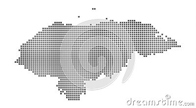 Pixel map of Honduras. Vector dotted map of Honduras isolated on white background. Abstract computer graphic of Honduras map. Vector Illustration