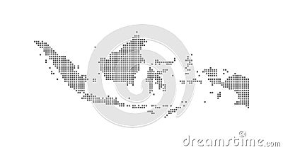 Pixel map of Indonesia. Vector dotted map of Indonesia isolated on white background. Abstract computer graphic of Indonesia map. Vector Illustration