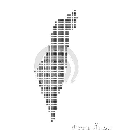 Pixel map of Israel Palestine. Vector dotted map of Israel Palestine isolated on white background. Abstract computer graphic of Is Vector Illustration