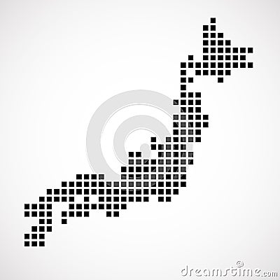 Pixel map of Japan Vector Illustration