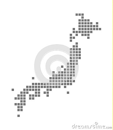 Pixel map of Japan. Vector dotted map of Japan isolated on white background. Abstract computer graphic of Japan map. Vector Illustration