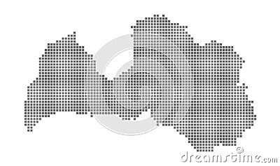Pixel map of Latvia. Vector dotted map of Latvia isolated on white background. Abstract computer graphic of Latvia map. Vector Illustration