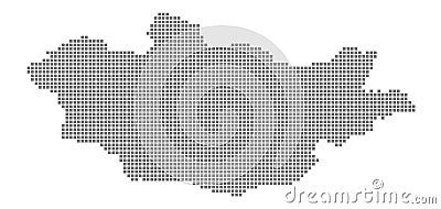 Pixel map of Mongolia. Vector dotted map of Mongolia isolated on white background. Abstract computer graphic of Mongolia map. Vector Illustration