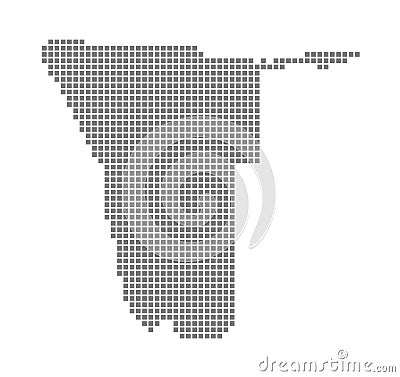 Pixel map of Namibia. Vector dotted map of Namibia isolated on white background. Abstract computer graphic of Namibia map. Vector Illustration