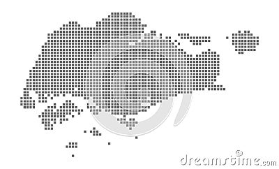 Pixel map of Singapore. Vector dotted map of Singapore isolated on white background. Abstract computer graphic of Singapore map. Vector Illustration