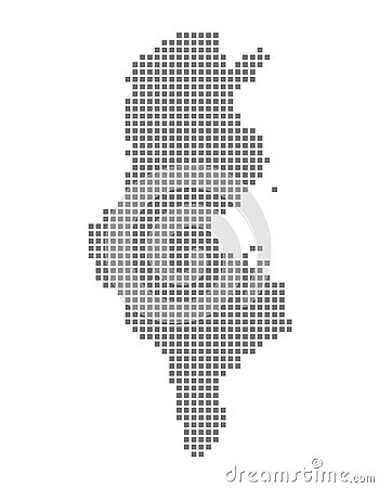 Pixel map of Tunisia. Vector dotted map of Tunisia isolated on white background. Abstract computer graphic of Tunisia map. Vector Illustration