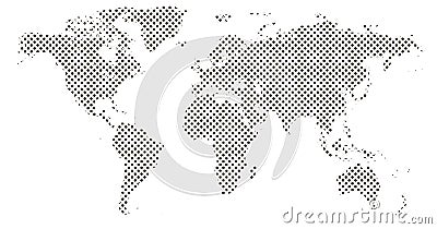 Pixel map of world. Dotted world map Halftone horizontal banner Vector Illustration