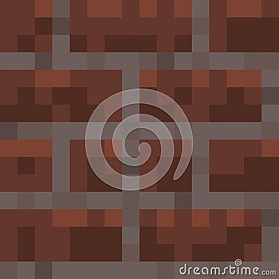 Pixel minecraft style bricks block background. Concept of game pixelated seamless square red brick background. Vector illustration Vector Illustration