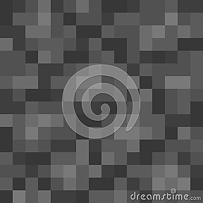 Pixel minecraft style cobblestone block background. Concept of game pixelated seamless square gray stone background. Vector Vector Illustration