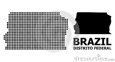 Pixel Mosaic Map of Brazil - Distrito Federal Cartoon Illustration