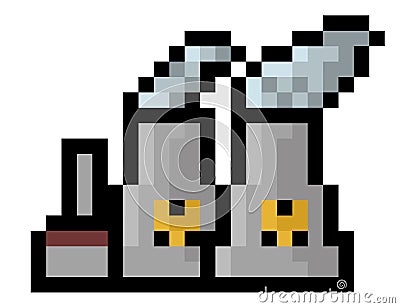 Pixel nuclear power plant - isolated 8 bit vector Vector Illustration
