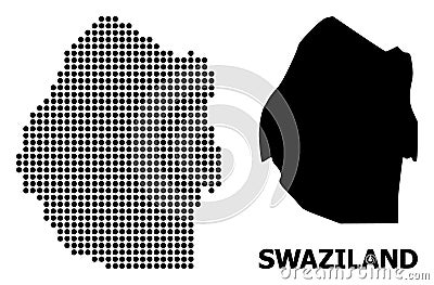 Pixel Pattern Map of Swaziland Cartoon Illustration