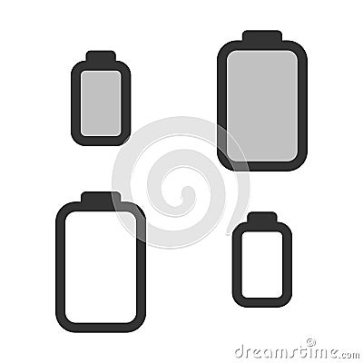 Pixel-perfect linear icon of electric battery full discharge Vector Illustration