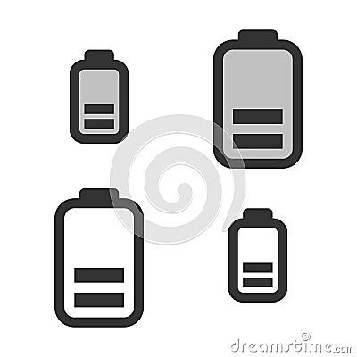 Pixel-perfect linear icon of electric battery half charge level Vector Illustration