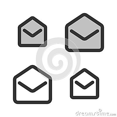 Pixel-perfect linear icon of open envelope Vector Illustration