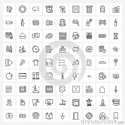 Pixel Perfect Set of 81 Vector Line Icons such as studies, timer, return, schedule, clock Vector Illustration