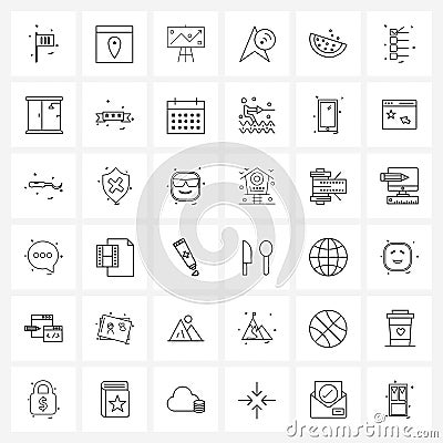 Pixel Perfect Set of 36 Vector Line Icons such as watermelon, mouse, banking, cursor, arrow Vector Illustration