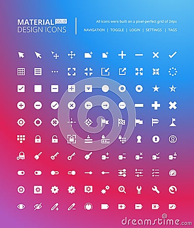 Pixel perfect solid material design icons Vector Illustration