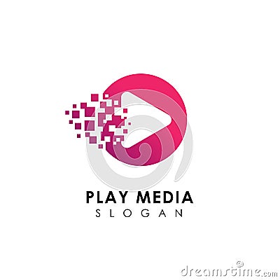 pixel play media logo design template. play icon symbol design Vector Illustration