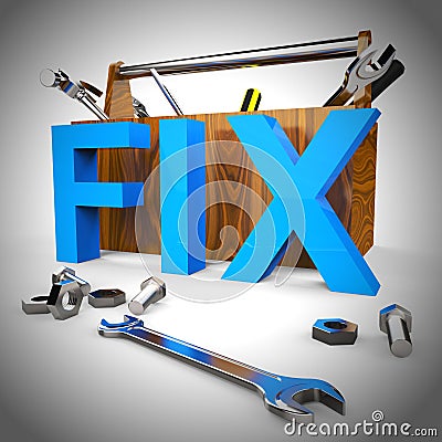 Pixel repair tools mean mending or patching a problem - 3d illustration Cartoon Illustration