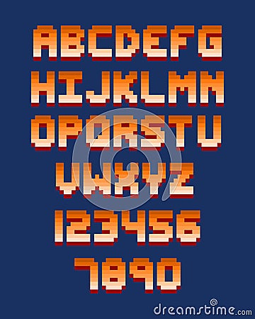 Pixel retro font computer game design vector illustration Vector Illustration