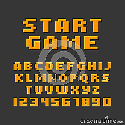 Pixel Retro Style Video Game Font. Vector Vector Illustration