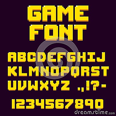 Pixel retro videogame font Vector Illustration